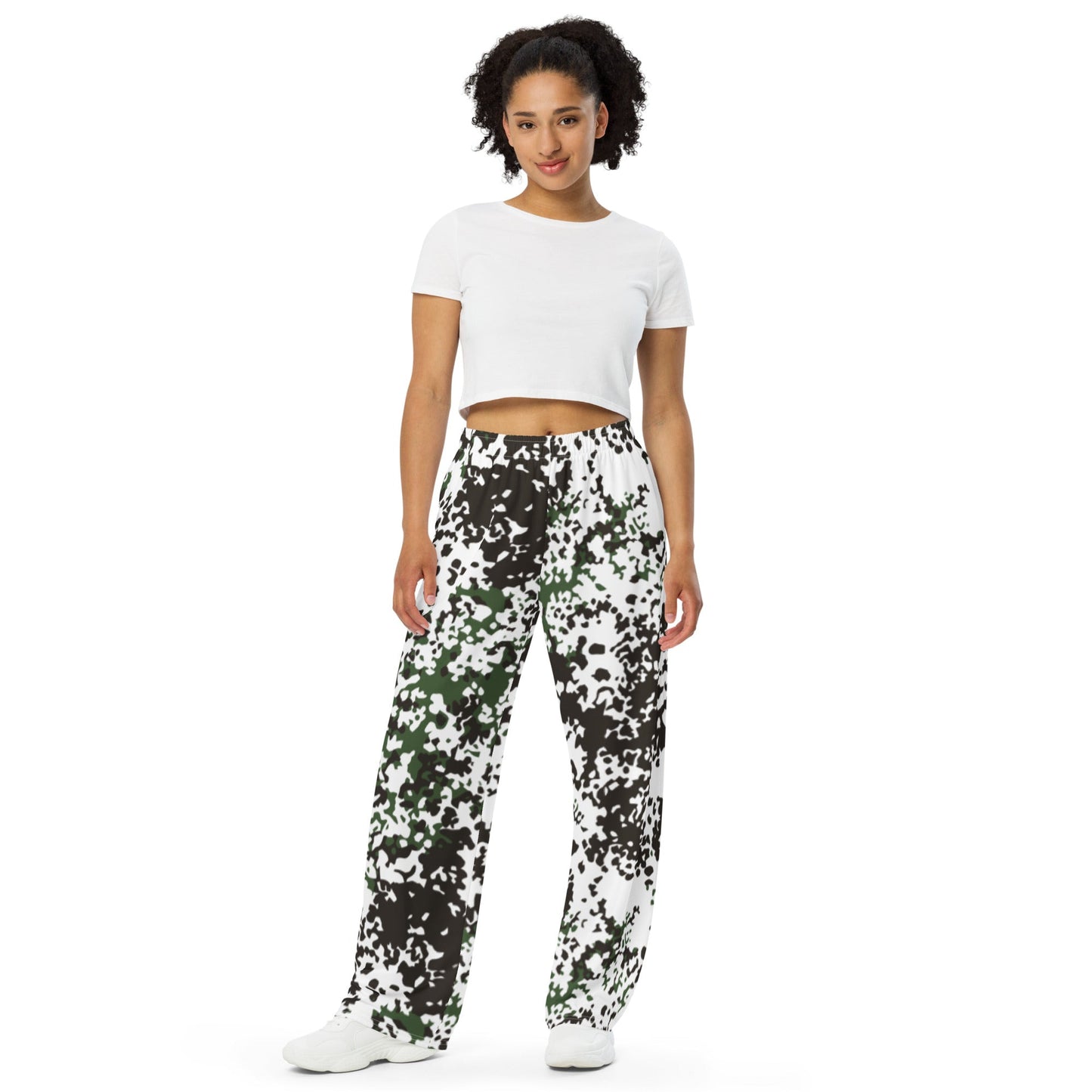 Danish Flecktarn Snow CAMO unisex wide leg pants Wide Pants