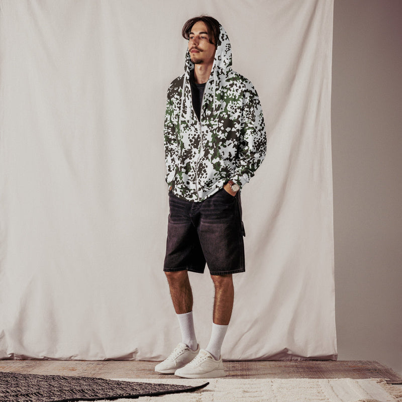 Flecktarn Snow Scandinavian CAMO Unisex Zip Hoodie