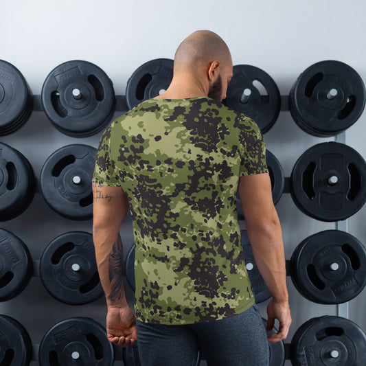 Danish Flecktarn Woodland CAMO Mens Athletic T-shirt - T-Shirts