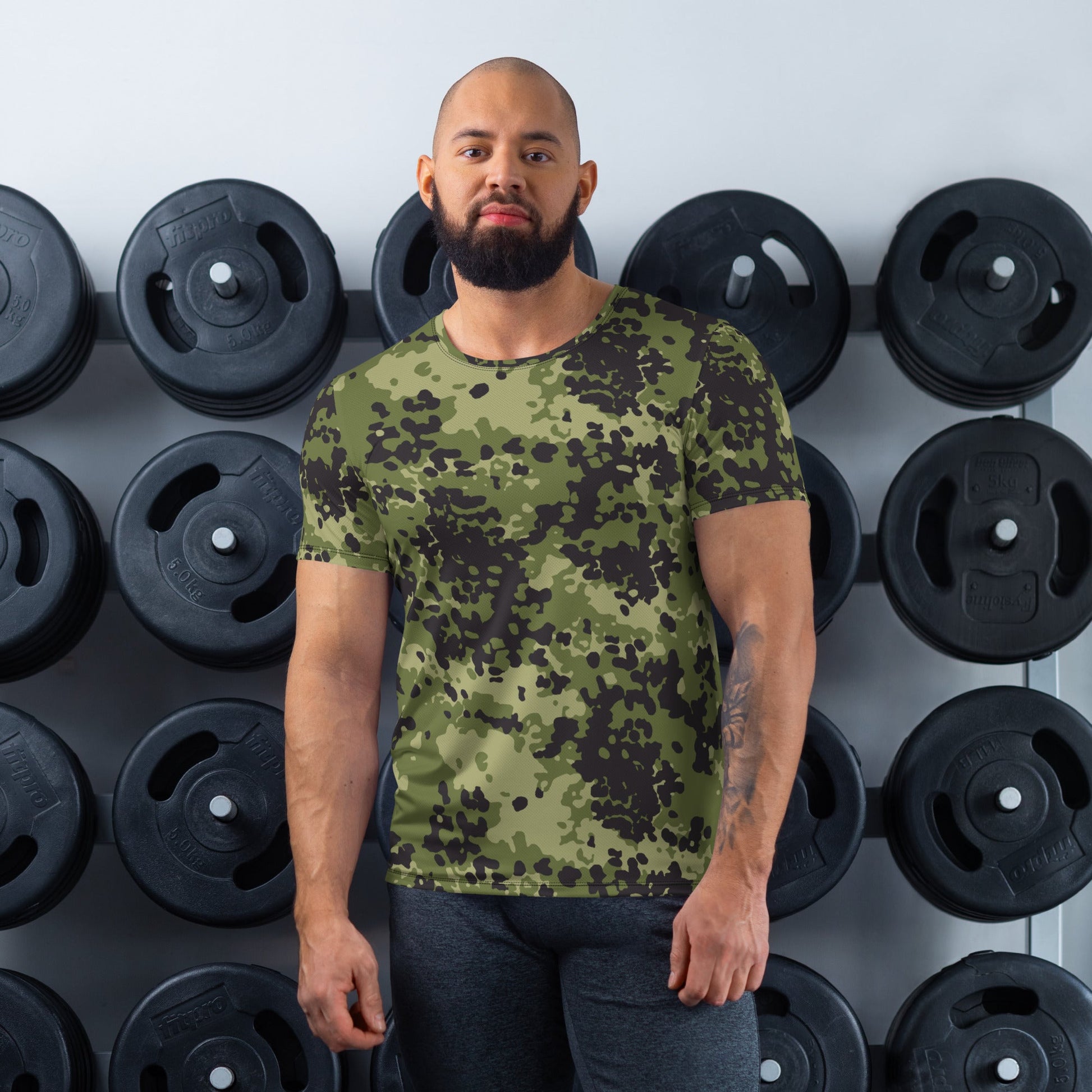 Danish Flecktarn Woodland CAMO Mens Athletic T-shirt - XS - T-Shirts