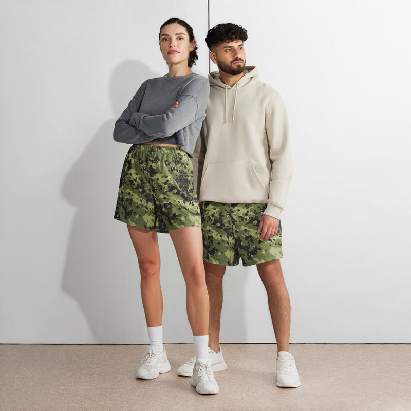 Flecktarn Scandinavian Woodland CAMO Unisex Athletic Long Shorts