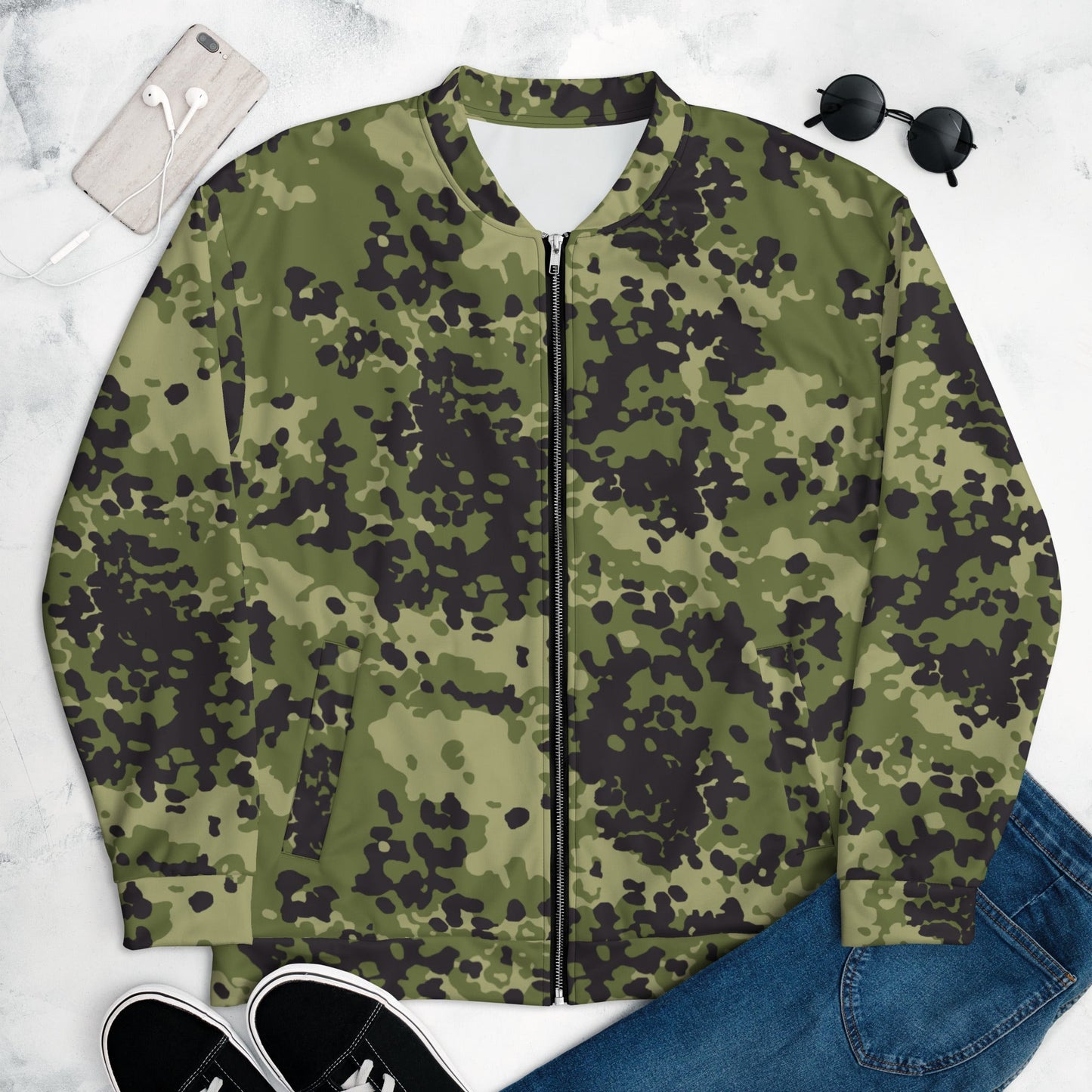 Danish Flecktarn Woodland CAMO Unisex Bomber Jacket - XS - Jackets