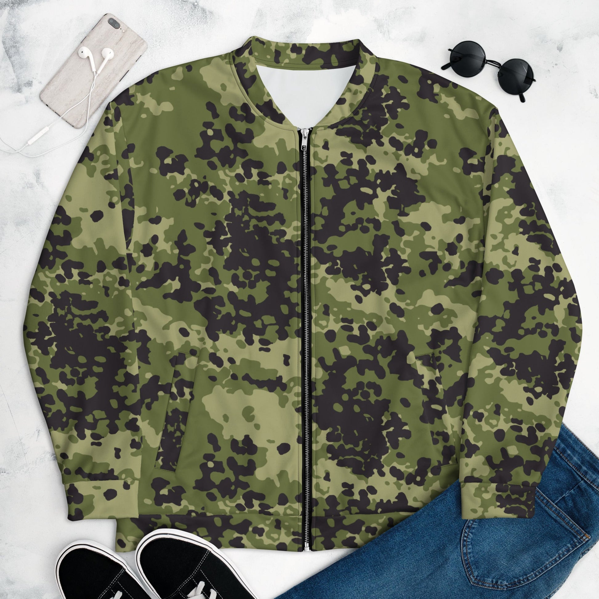 Danish Flecktarn Woodland CAMO Unisex Bomber Jacket - XS - Jackets