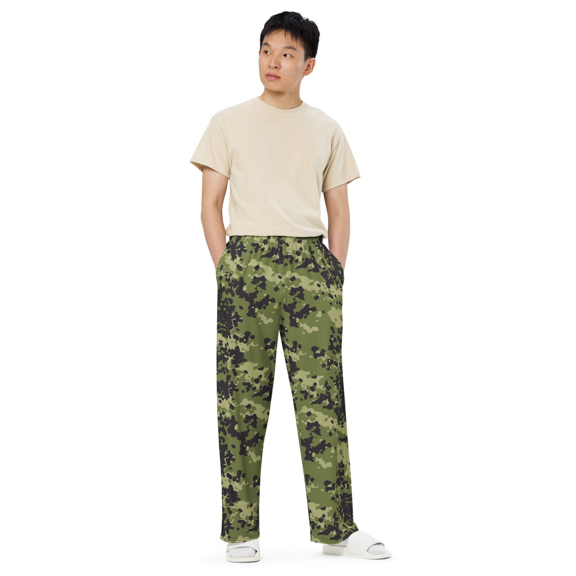 Danish Flecktarn Woodland CAMO unisex wide leg pants Wide Pants