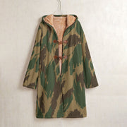 Denison 1959 Airborne Brushstroke Heritage CAMO Men’s Horn Button Long Fleece Coat - S / White - Jacket