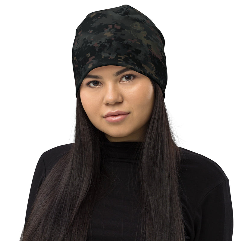 Digital Black Night Rust CAMO Beanie - Head