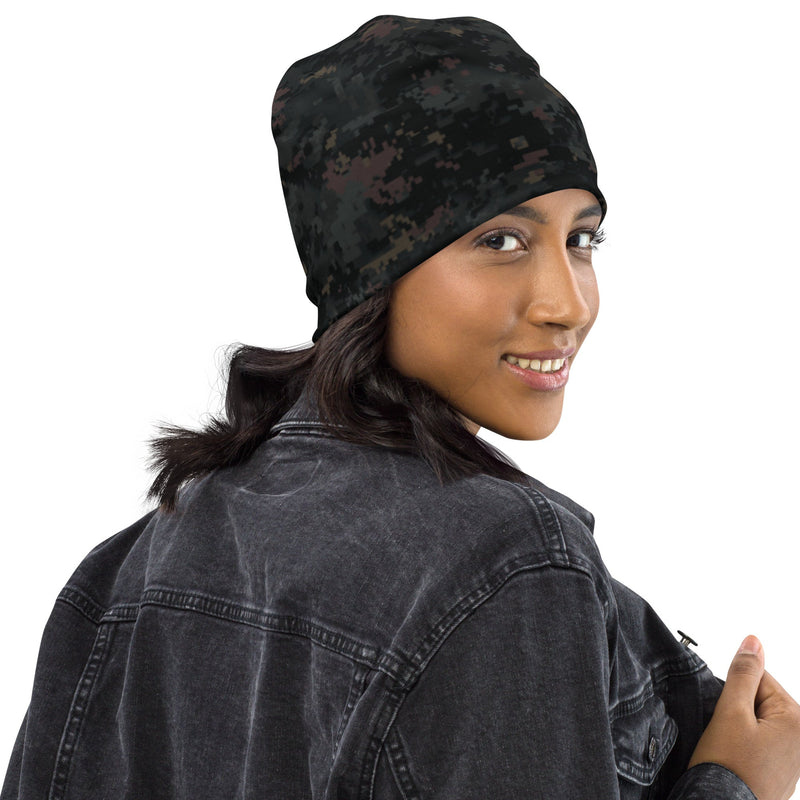 Digital Black Night Rust CAMO Beanie - Head