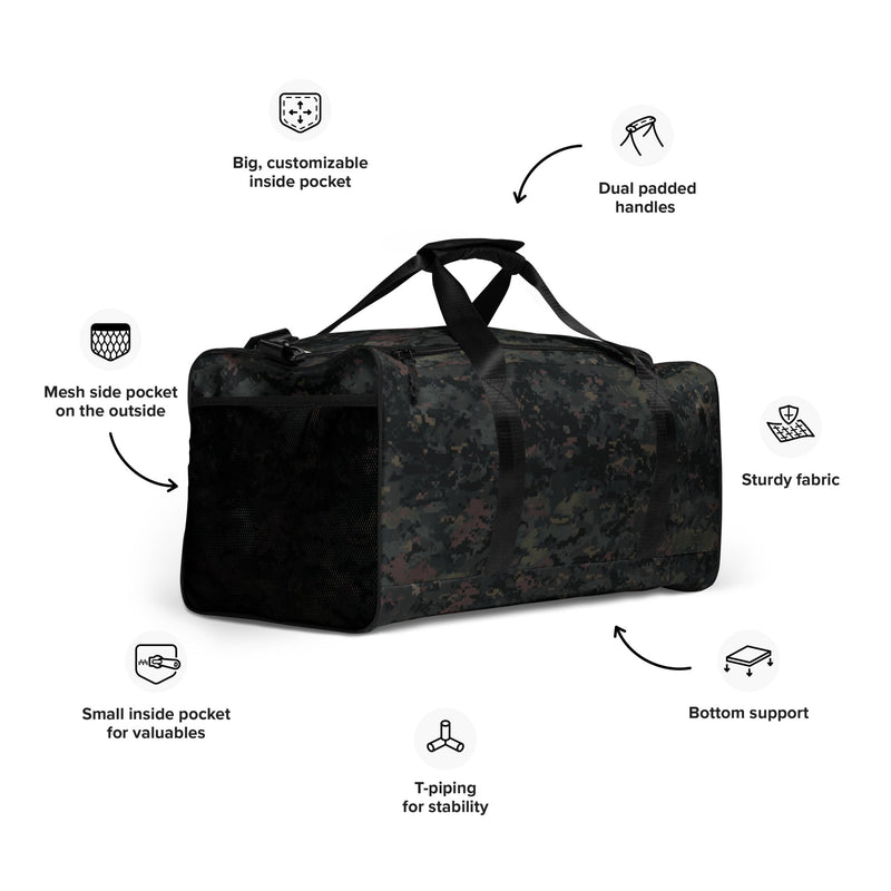 Digital Black Night Rust CAMO Duffle Bag