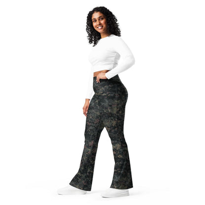 Digital Black Night Rust CAMO Flare leggings - Womens Leggings