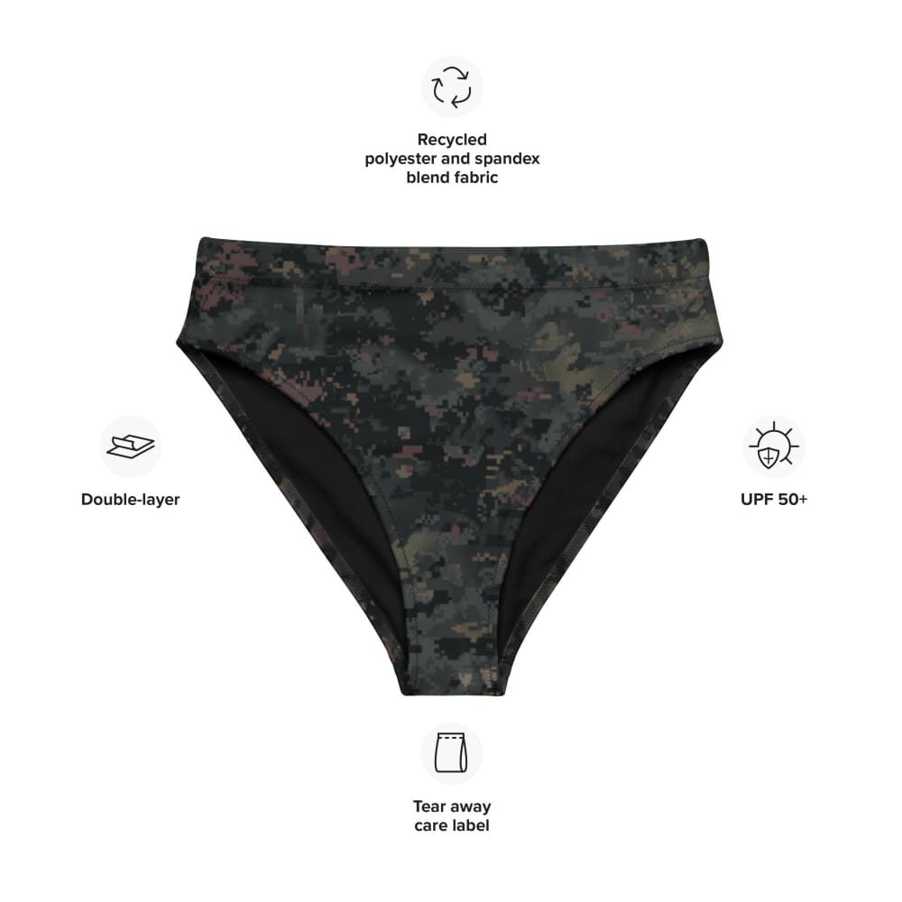 Digital Black Night Rust CAMO high-waisted bikini bottom - Womens High-waisted Bikini Bottom