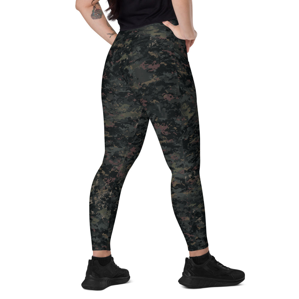 Digital Black Night Rust CAMO Leggings with pockets - 2XS - Womens With Pockets