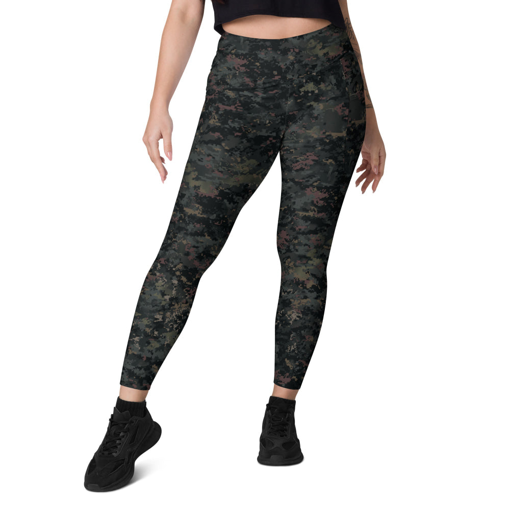 Digital Black Night Rust CAMO Leggings with pockets - Womens With Pockets