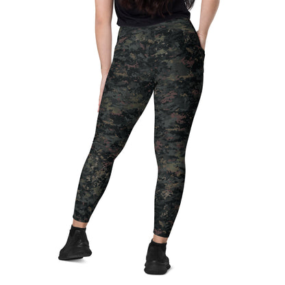 Digital Black Night Rust CAMO Leggings with pockets - Womens With Pockets