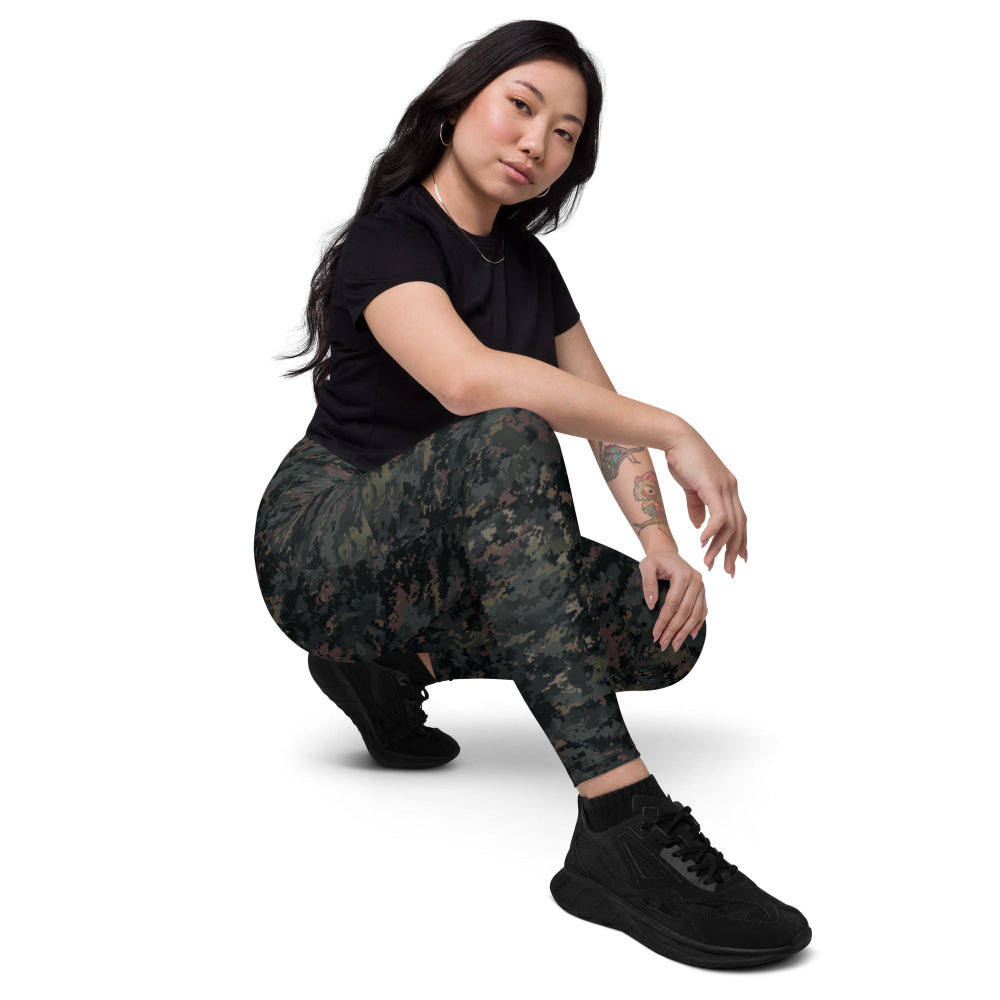 Digital Black Night Rust CAMO Leggings with pockets - Womens With Pockets