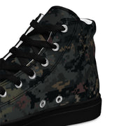 Digital Black Night Rust CAMO Mens High-Top Canvas Shoes