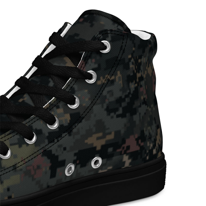 Digital Black Night Rust CAMO Mens High-Top Canvas Shoes