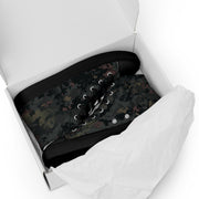 Digital Black Night Rust CAMO Mens High-Top Canvas Shoes