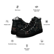 Digital Black Night Rust CAMO Mens High-Top Canvas Shoes