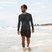 Digital Black Night Rust CAMO Mens Long-Sleeve Rash Guard - XS