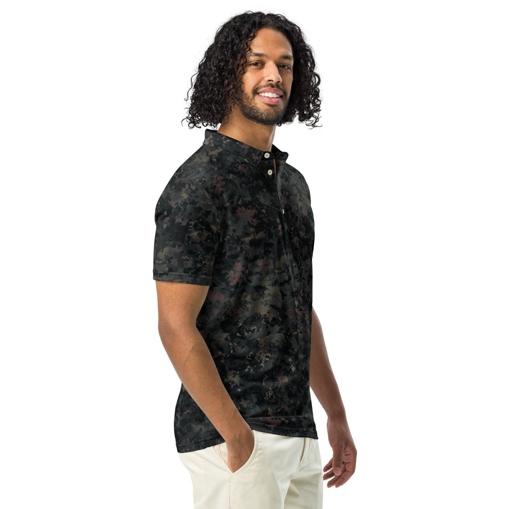 Digital Black Night Rust CAMO Men’s slim fit polo - Mens Slim Fit Polo