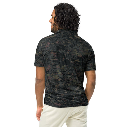 Digital Black Night Rust CAMO Men’s slim fit polo - Mens Slim Fit Polo