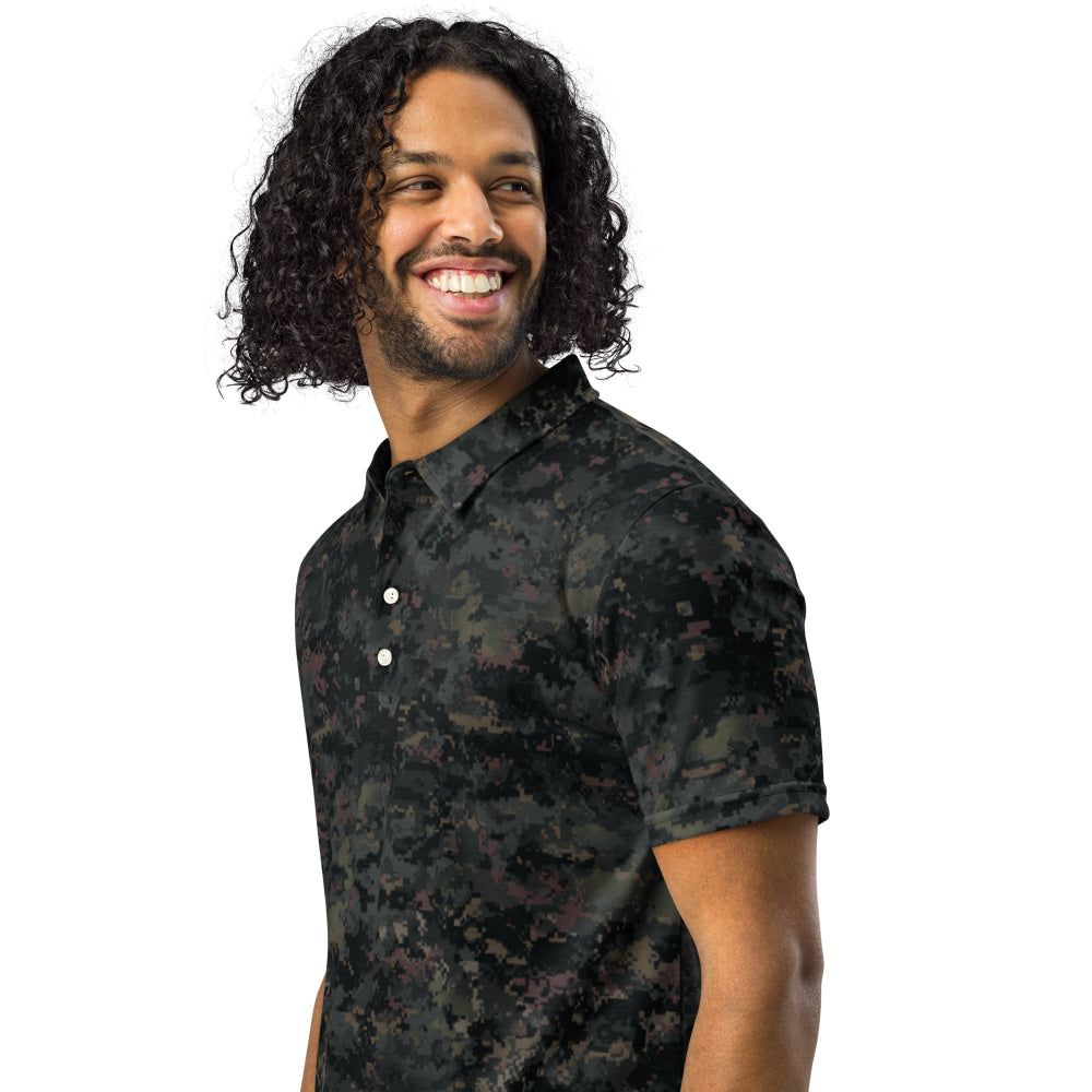 Digital Black Night Rust CAMO Men’s slim fit polo - Mens Slim Fit Polo