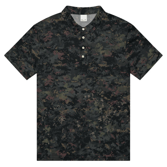 Digital Black Night Rust CAMO Men’s slim fit polo - XS - Mens Slim Fit Polo