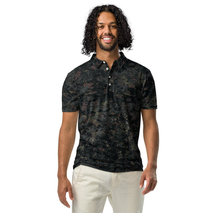 Digital Black Night Rust CAMO Men’s slim fit polo - XS - Mens Slim Fit Polo