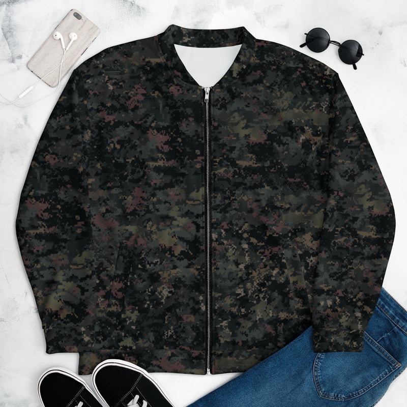 Digital Black Night Rust CAMO Unisex Bomber Jacket - XS