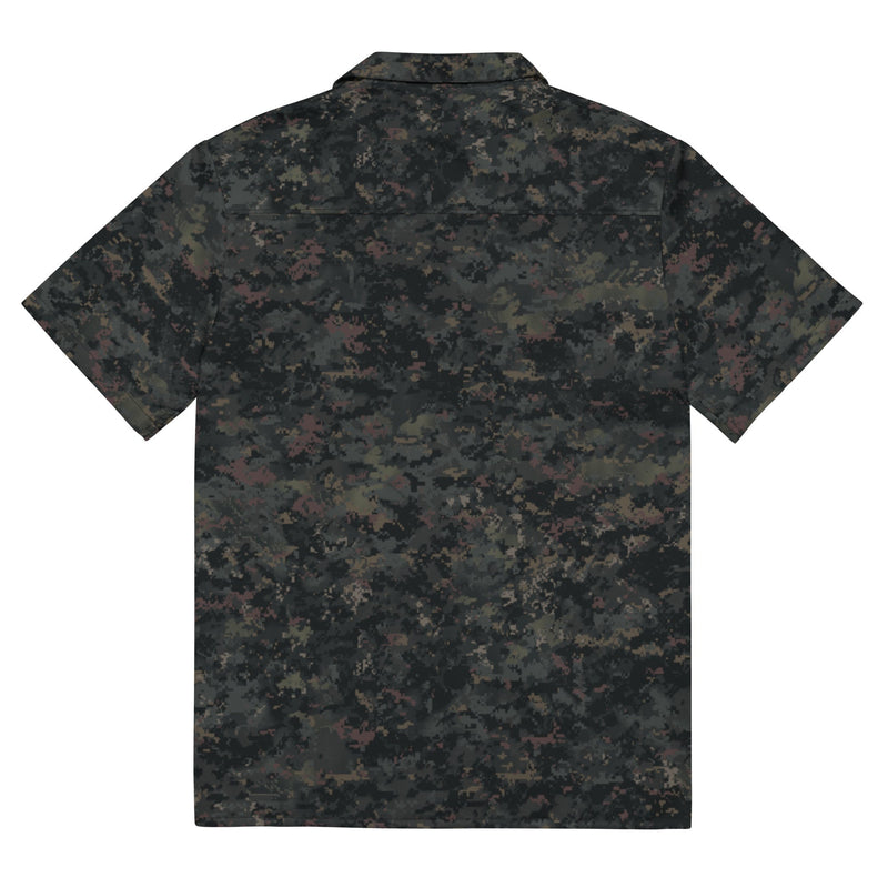Digital Black Night Rust CAMO Unisex Short-Sleeve Button Shirt - Button-Up