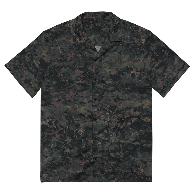 Digital Black Night Rust CAMO Unisex Short-Sleeve Button Shirt - 2XS - Button-Up