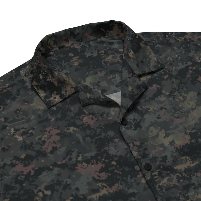 Digital Black Night Rust CAMO Unisex Short-Sleeve Button Shirt - Button-Up