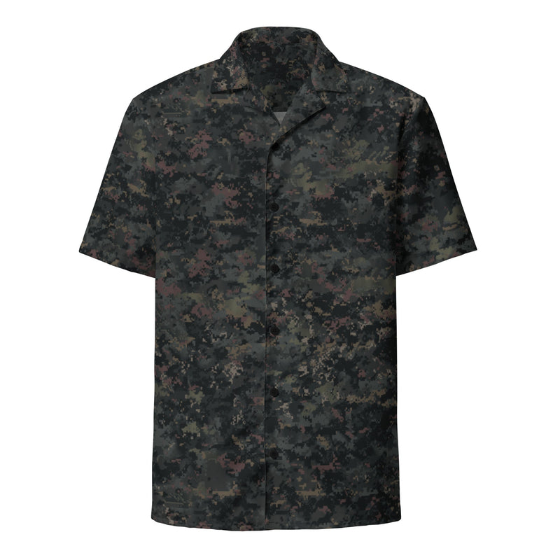 Digital Black Night Rust CAMO Unisex Short-Sleeve Button Shirt - Button-Up