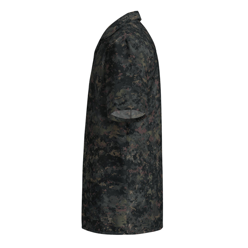 Digital Black Night Rust CAMO Unisex Short-Sleeve Button Shirt - Button-Up