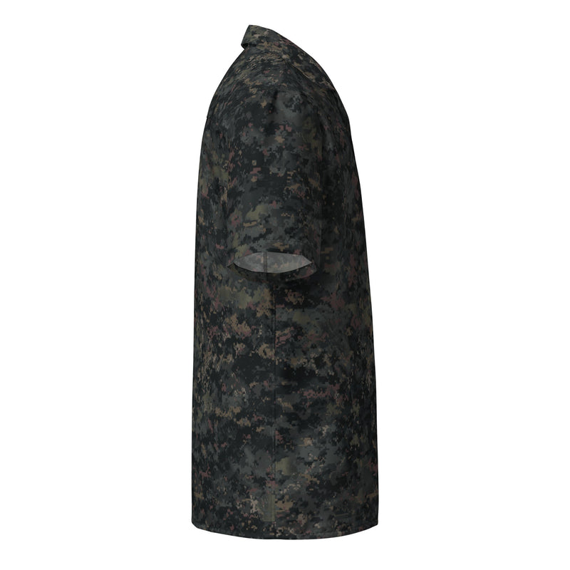 Digital Black Night Rust CAMO Unisex Short-Sleeve Button Shirt - Button-Up