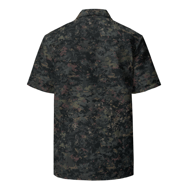 Digital Black Night Rust CAMO Unisex Short-Sleeve Button Shirt - Button-Up