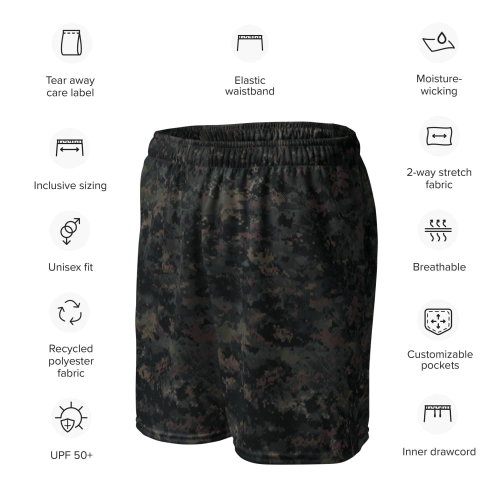 Digital Black Night Rust CAMO Unisex mesh shorts - Unisex Mesh Shorts