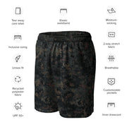 Digital Black Night Rust CAMO Unisex Mesh Shorts