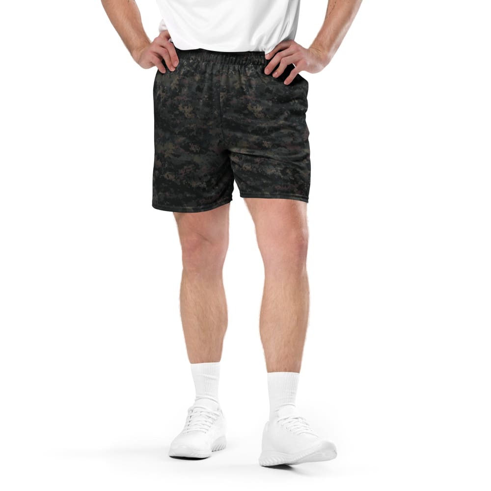 Digital Black Night Rust CAMO Unisex mesh shorts - 2XS - Unisex Mesh Shorts