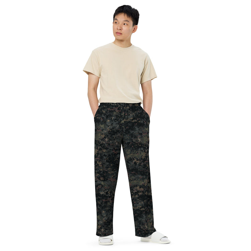 Digital Black Night Rust CAMO Unisex Wide-Leg Leisure Pants - Pant