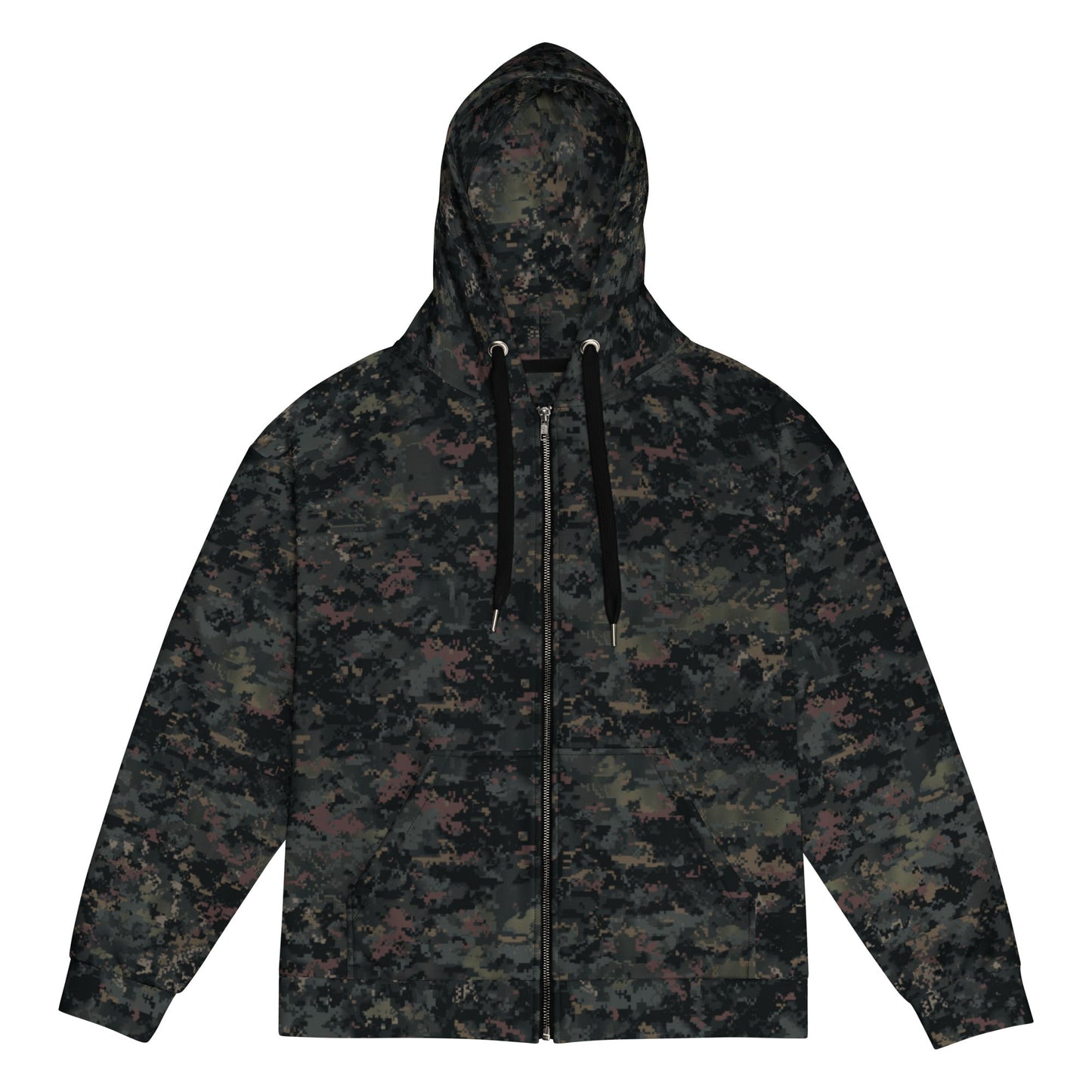Digital Black Night Rust CAMO Unisex Zip Hoodie - 2XS