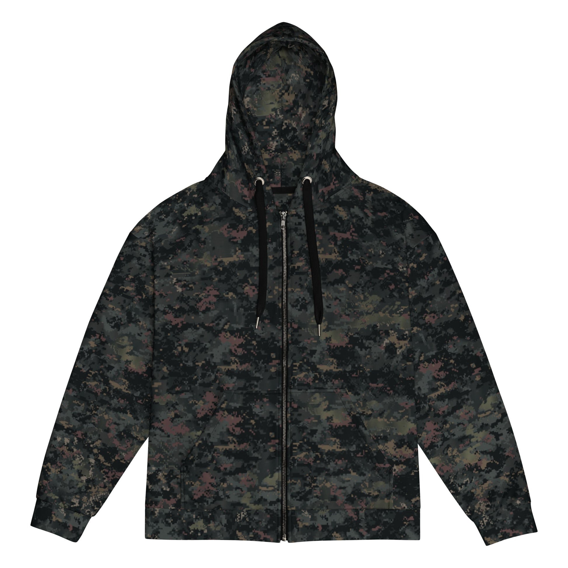 Digital Black Night Rust CAMO Unisex Zip Hoodie - 2XS