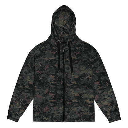 Digital Black Night Rust CAMO Unisex Zip Hoodie - 2XS
