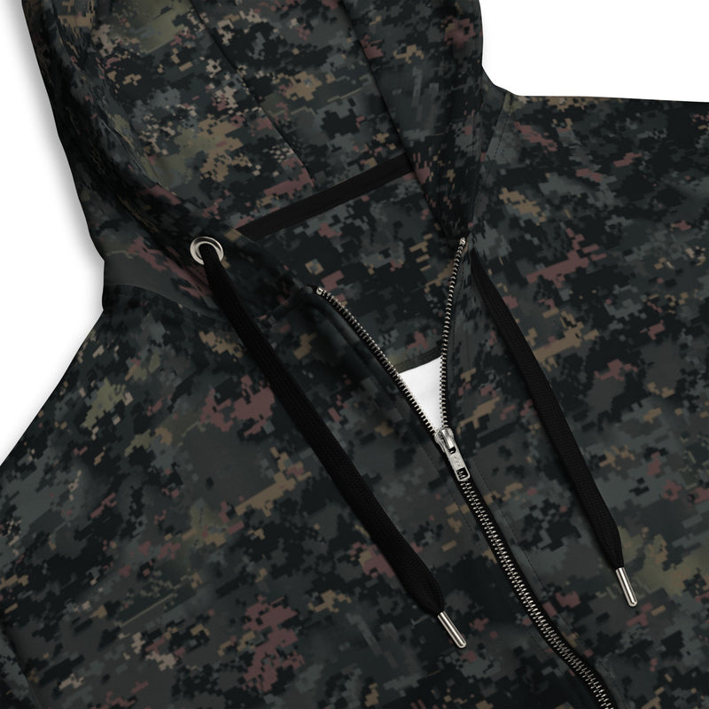 Digital Black Night Rust CAMO Unisex Zip Hoodie