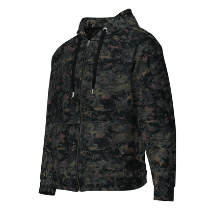 Digital Black Night Rust CAMO Unisex Zip Hoodie