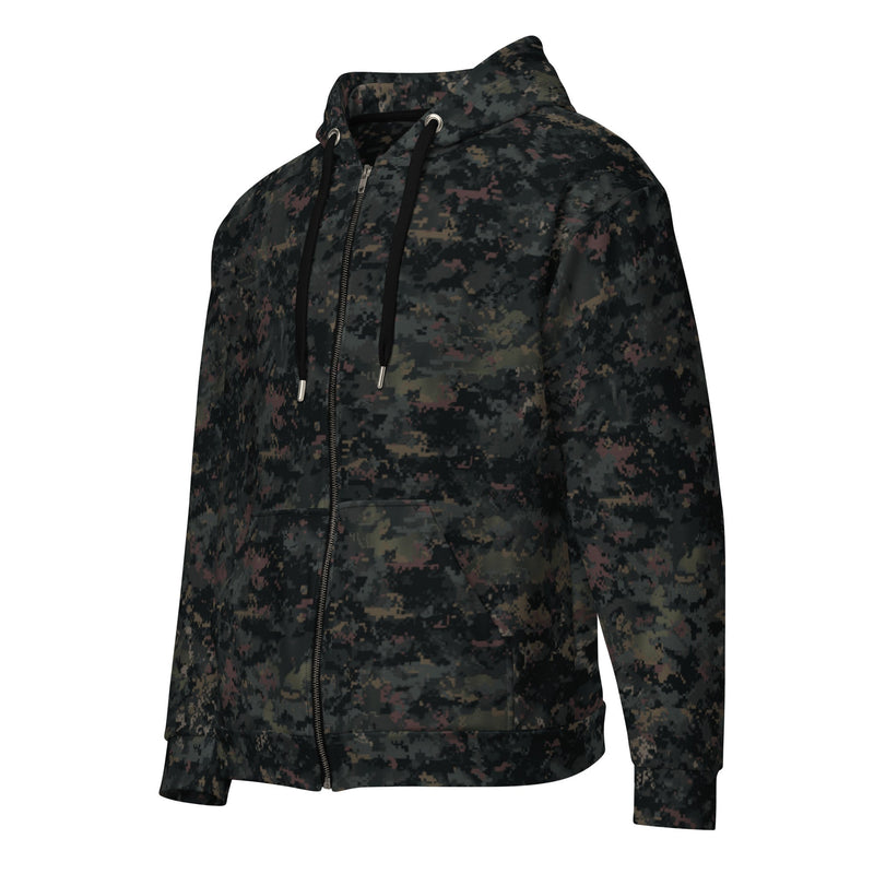 Digital Black Night Rust CAMO Unisex Zip Hoodie