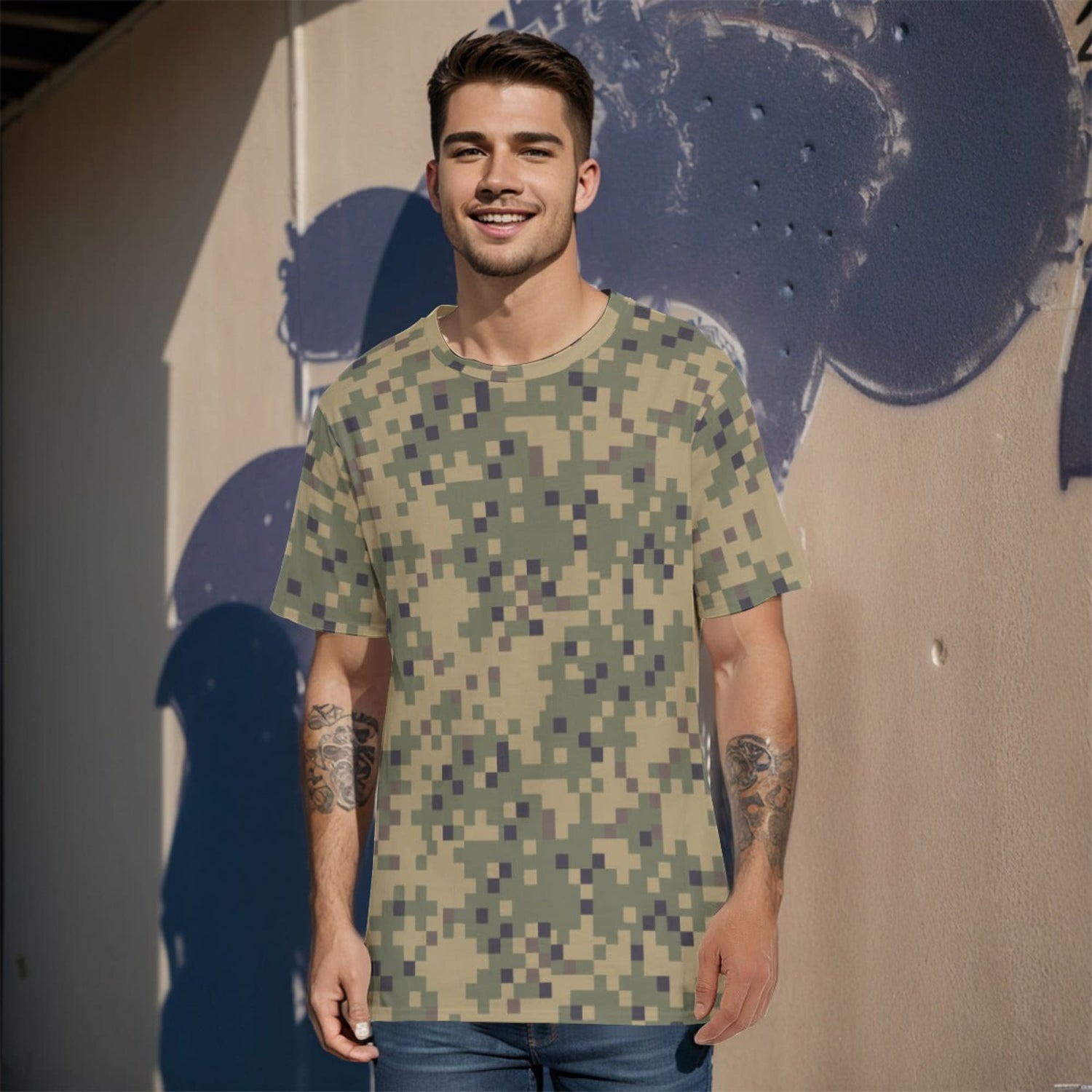 Digital Dual-Tex CAMO Mens 100% Cotton T-Shirt - XS / White - T-Shirts