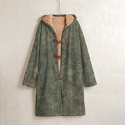Digital Eastern Forest Veil CAMO Men’s Horn Button Long Fleece Coat - S / White - Jacket