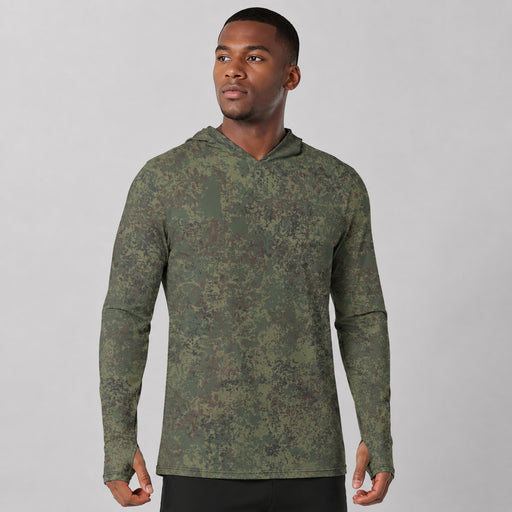 Digital Eastern Forest Veil CAMO Mens Sunscreen Sports Hoodie With Thumb Holes - S / White