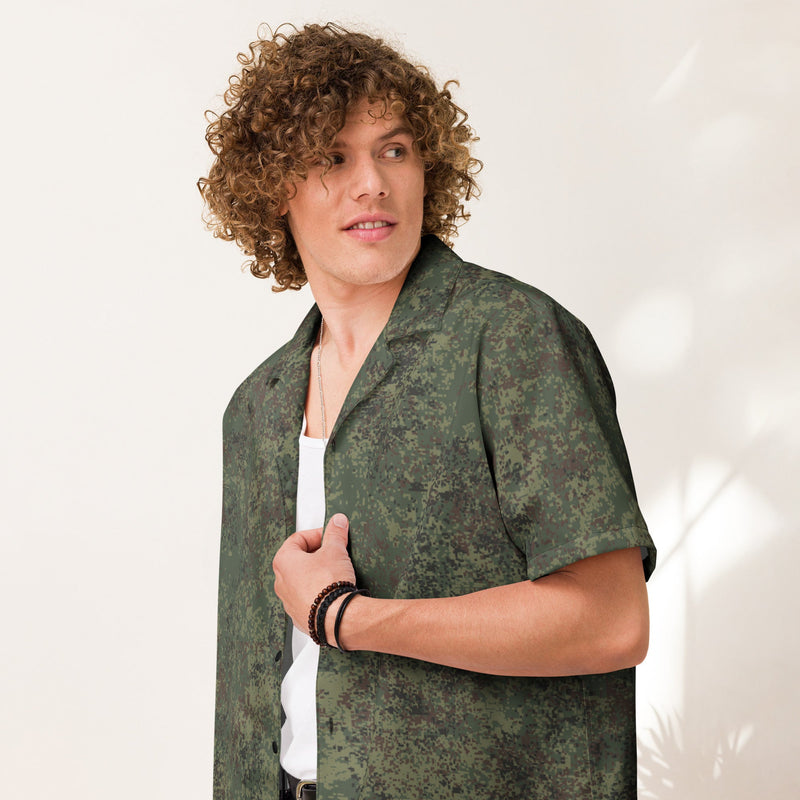 Digital Eastern Forest Veil CAMO Unisex Short-Sleeve Button Shirt - Button-Up